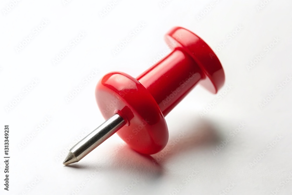Red Push Pin on White Background - High-Resolution Stock Photo Red Push Pin on White Background - High-Resolution Stock Photo