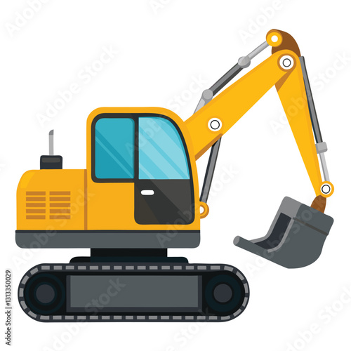 Yellow Excavator Digger Construction Machine Heavy Equipment Powerful Engine Earthmoving