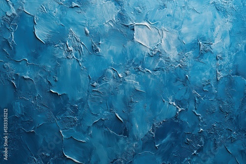 Abstract ice pattern Icy surface Blue background with fissures on frozen water Banner photo