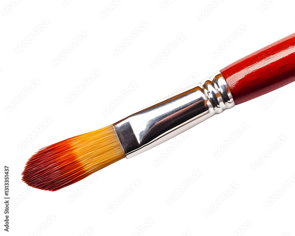 High-Quality Paintbrush with Red-Tipped Bristles and Wooden Handle On Transparent Background Generative Ai High-Quality Paintbrush with Red-Tipped Bristles and Wooden Handle On Transparent Background Generative Ai