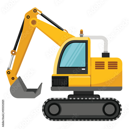 A Detailed Illustration of a Yellow Excavator on a White Background
