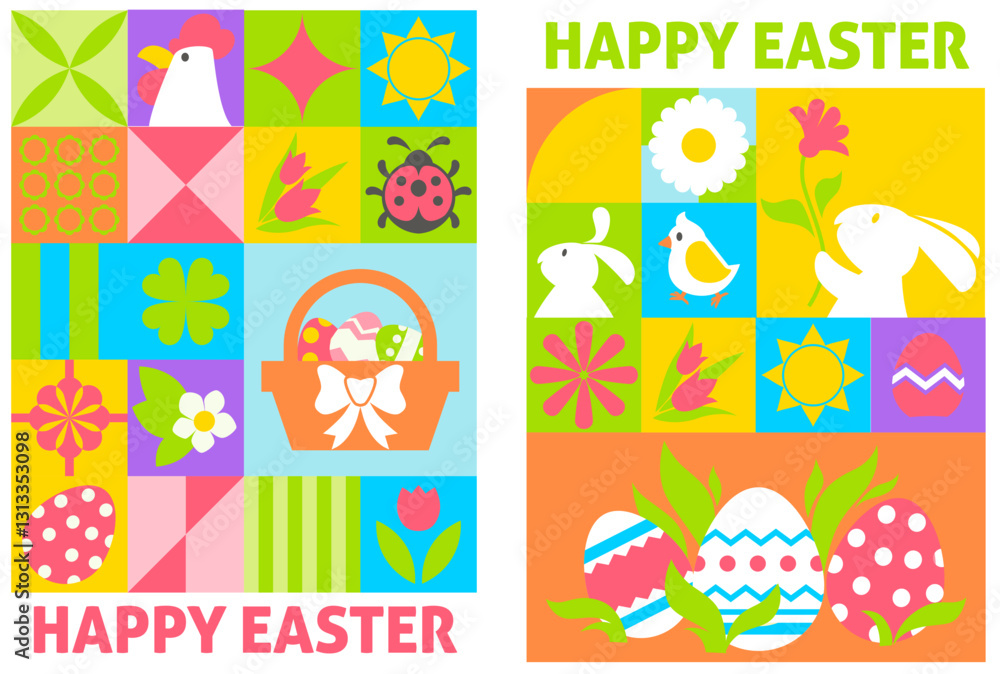 Festive Easter Basket Patchwork vector Festive Easter Basket Patchwork vector