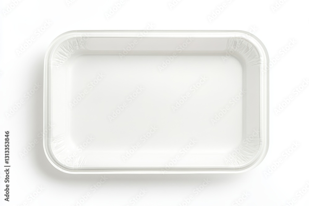 Bird s eye view of a blank foam food container on white background Bird s eye view of a blank foam food container on white background