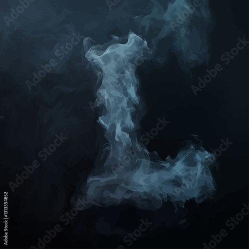 Elegant blue ethereal smoke swirls against a dark mysterious backdrop