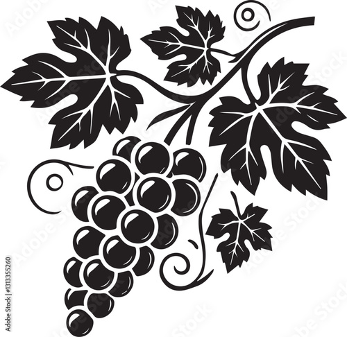 black grapes silhouette vector, grapes vector illustration, grapes logo vector, grapes vector icon, grapes silhouette vector isolated on white background
