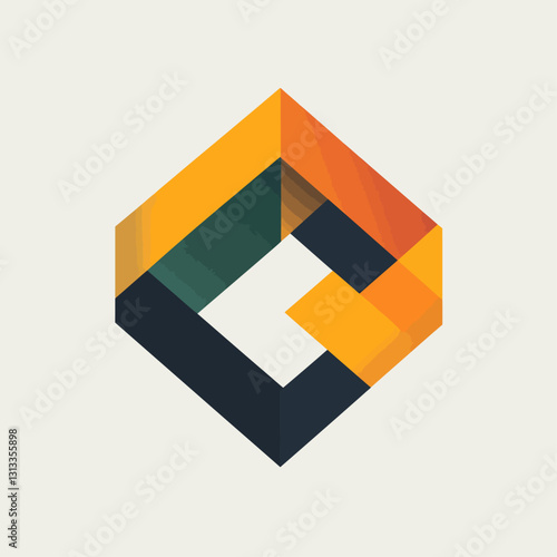 Abstract geometric logo design with modern colors and paper cut effect