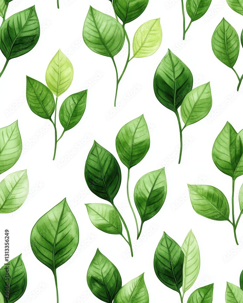 Elegant watercolor green leaf pattern featuring banana palm leaves in rich tones for various creative projects Elegant watercolor green leaf pattern featuring banana palm leaves in rich tones for various creative projects