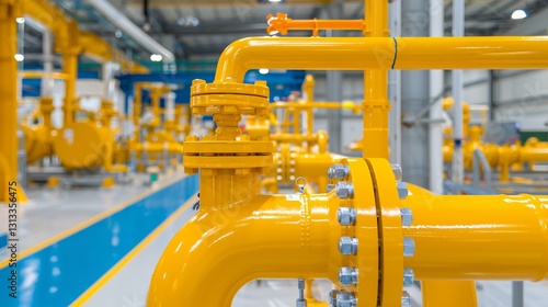 Heavy-duty pipeline network with robust industrial valves, oil and gas industry infrastructure, factory connection system