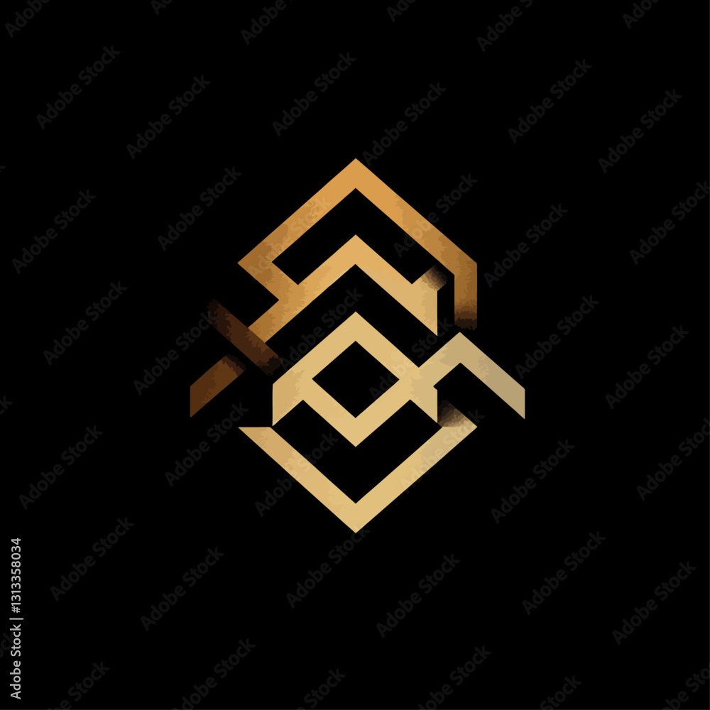 Golden Geometric Shapes - Abstract Minimalist Design on Black Background Golden Geometric Shapes - Abstract Minimalist Design on Black Background