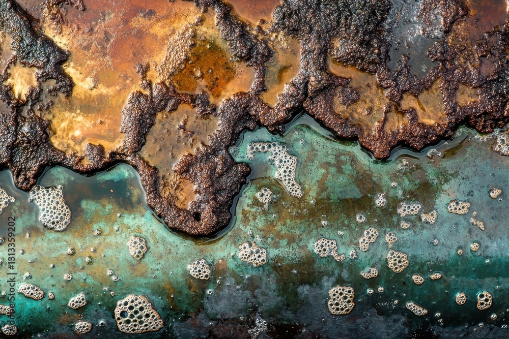 Fototapeta premium Corrosion of copper pipes due to acidic well water