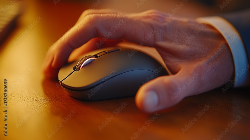 Hand using Wireless Computer Mouse Office Desk Work Productivity Technology Hand using Wireless Computer Mouse Office Desk Work Productivity Technology