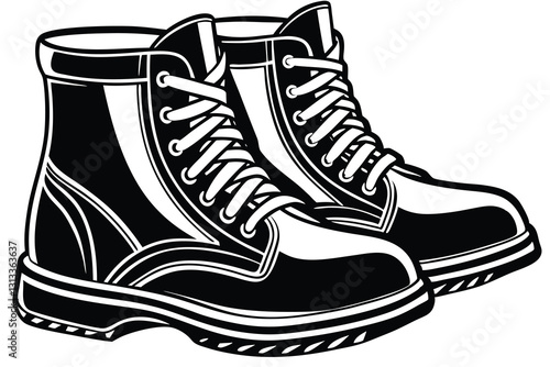 black silhouette Fisherman Boots silhouette design