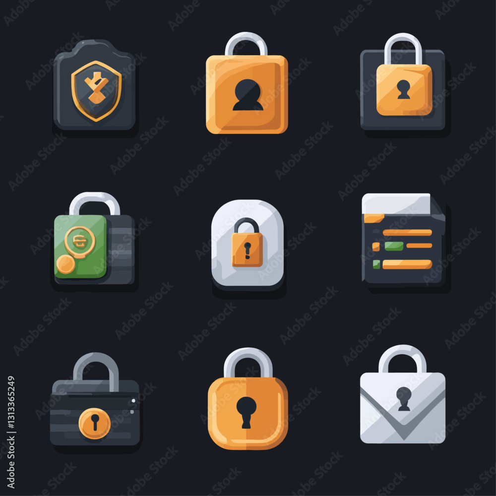 Security Icon Set: Shield, Padlocks, Data Protection, and Cyber Safety Security Icon Set: Shield, Padlocks, Data Protection, and Cyber Safety