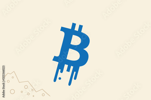 Bitcoin and cryptocurrency using for money laundering or payment in dark market, financial crime or criminal ransom pay concept, drying B alphabet with pegs as Bitcoin symbol after laundering.