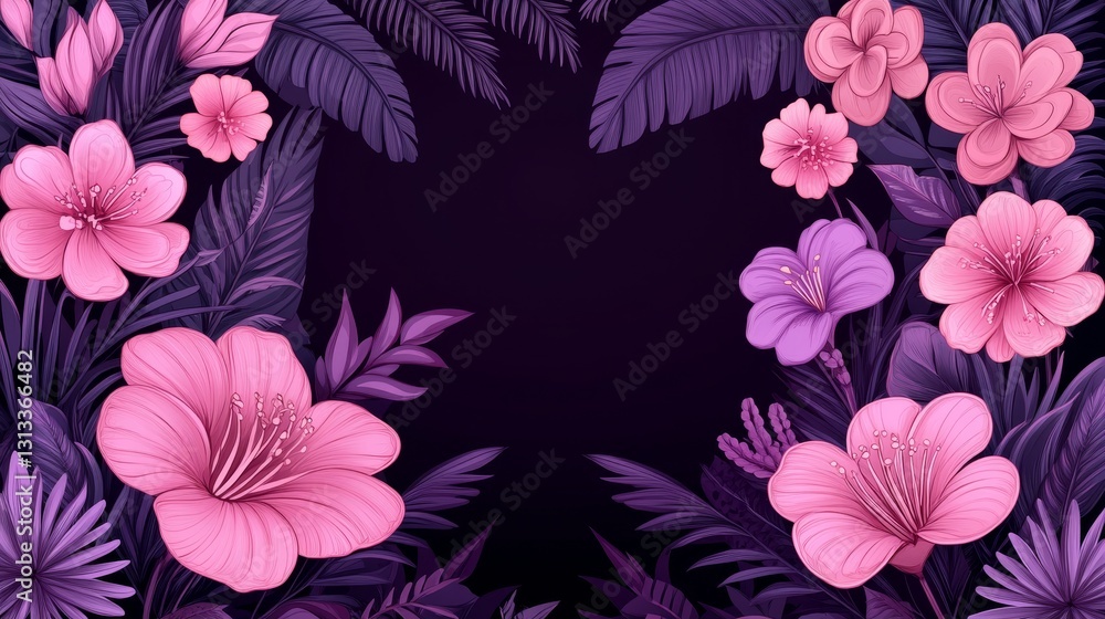 Floral fantasy backdrop elegant blossom arrangement decorative botanical design with lush leaves and exquisite petals creating a romantic scene Floral fantasy backdrop elegant blossom arrangement decorative botanical design with lush leaves and exquisite petals creating a romantic scene
