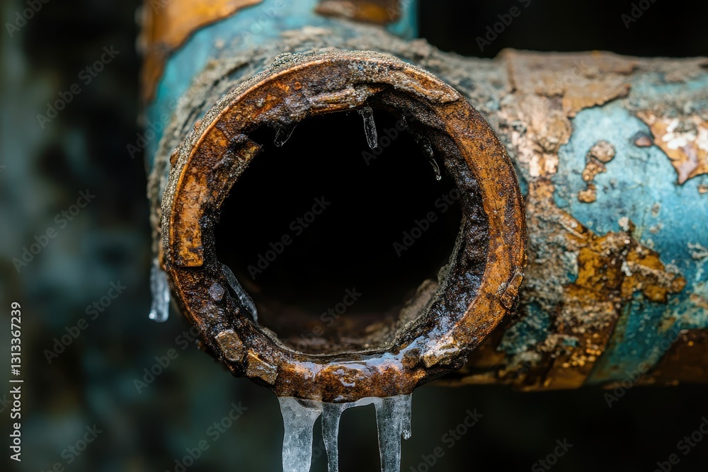 Frozen water caused a copper pipe to burst detailed view Frozen water caused a copper pipe to burst detailed view