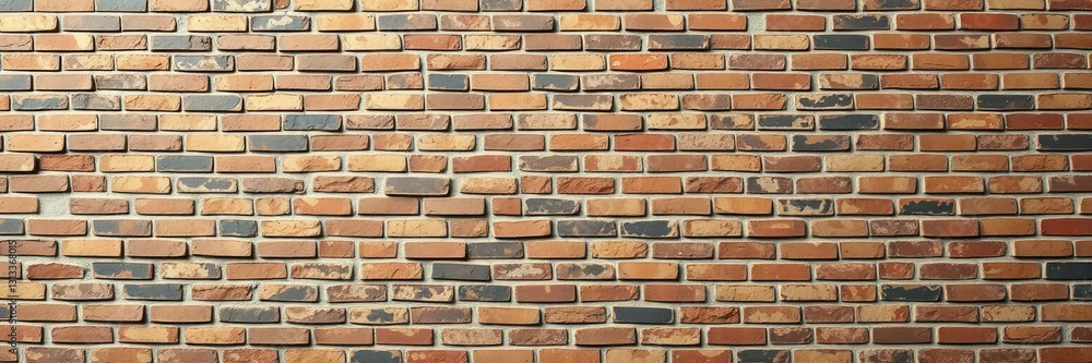 Obraz premium Overhead view of a layered brick wall with crumbling mortar, brick, view, overhead