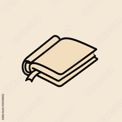 Illustrated Book Icon with Ribbon Bookmark for Learning and Education