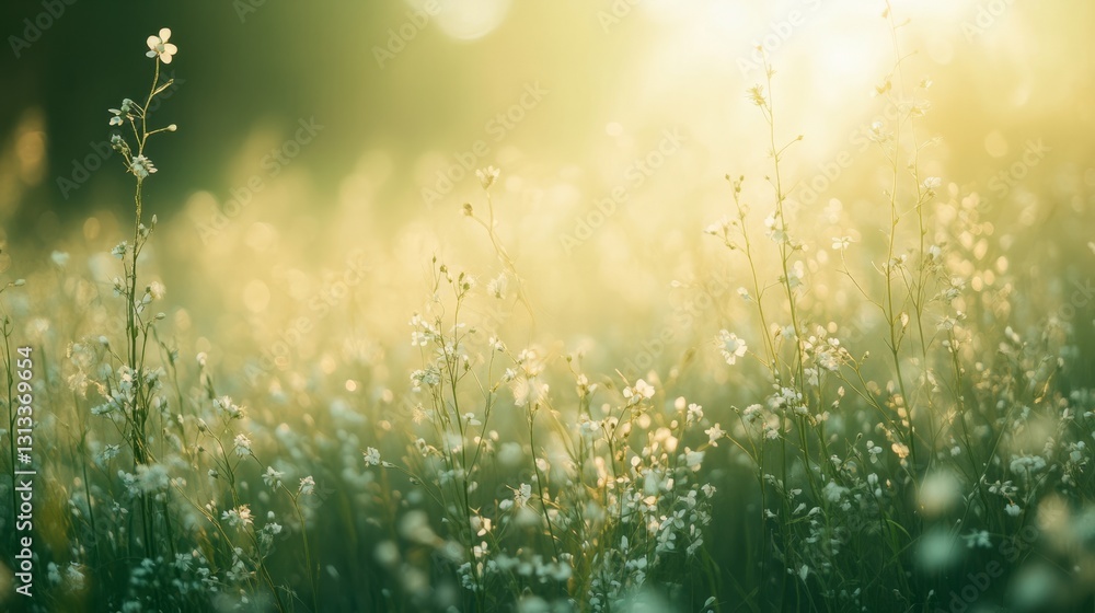 Soft green meadow backdrop with natural light and minimal elements, perfect for product photography Soft green meadow backdrop with natural light and minimal elements, perfect for product photography