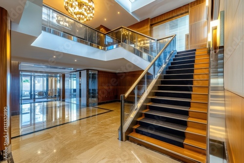 Modern building with stairs and lift