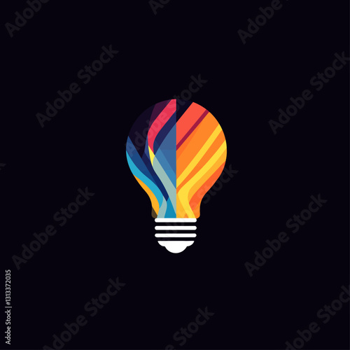 Colorful Lightbulb Idea on Dark Background Shows Innovation Concept