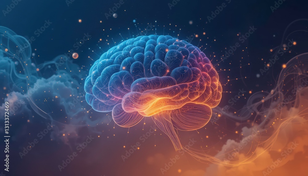 Glowing Brain, Neural Network, AI Concept - AI & Machine Learning Glowing Brain, Neural Network, AI Concept - AI & Machine Learning