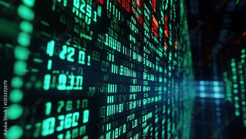 Stock Market Data Wall in a Dark Room Stock Market Data Wall in a Dark Room