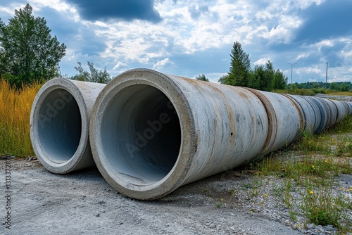 Wallpaper Mural New large heavy concrete pipes for outdoor sewer use Torontodigital.ca