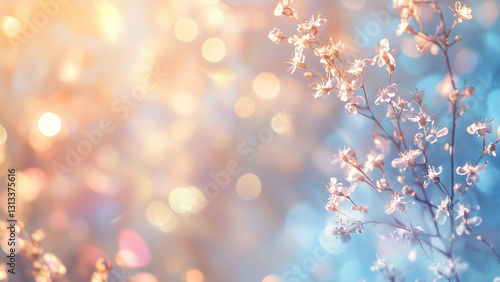 pure morning sun and flower trees