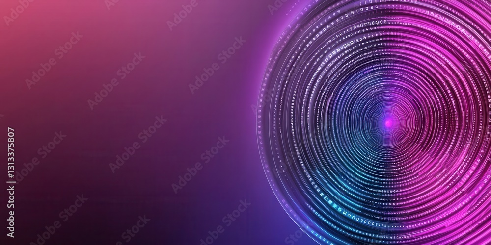 A vibrant digital design featuring concentric circles in shades of purple and blue against a gradient background. A vibrant digital design featuring concentric circles in shades of purple and blue against a gradient background.
