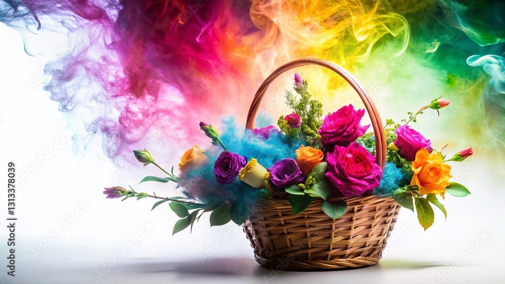 Stylish Flower Basket Holders with Artistic Smoke Spray Paint Design - Stock Photo Stylish Flower Basket Holders with Artistic Smoke Spray Paint Design - Stock Photo