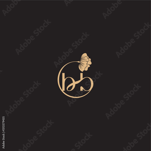 monogram wedding concept initial line logo BB modern circle floral letter