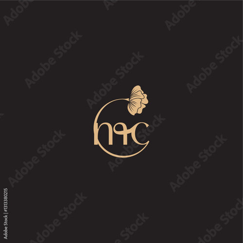 monogram wedding concept initial line logo MC modern circle floral letter
