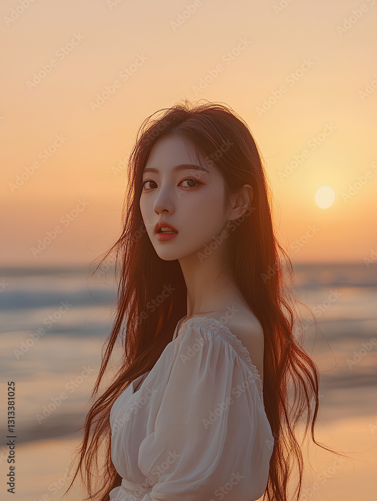 Obraz premium woman at sea sunset