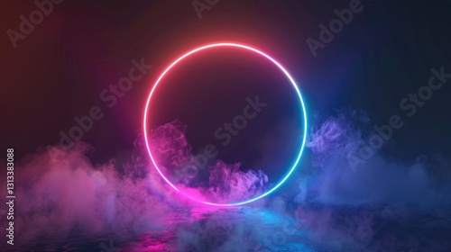Cyber, digital, speed of light road speed concept. fast neon background, 3d render, abstract geometric, colorful light, Glowing Circle, Urban Glow