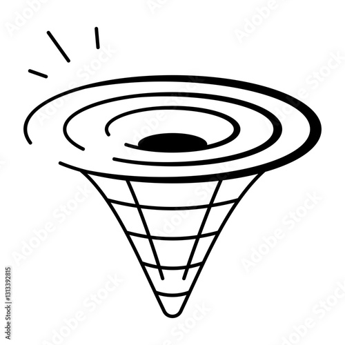 A hand drawn icon of a gravity well