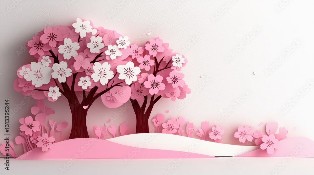 Beautiful Pink and White Flowering Tree in Bloom on a Sunny Day Beautiful Pink and White Flowering Tree in Bloom on a Sunny Day