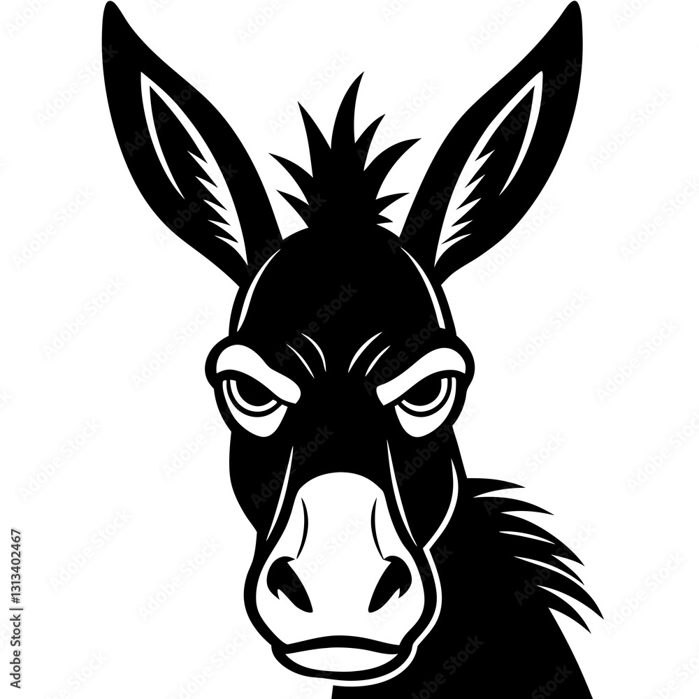 Foto A grumpy donkey frowning silhouette vector illustration