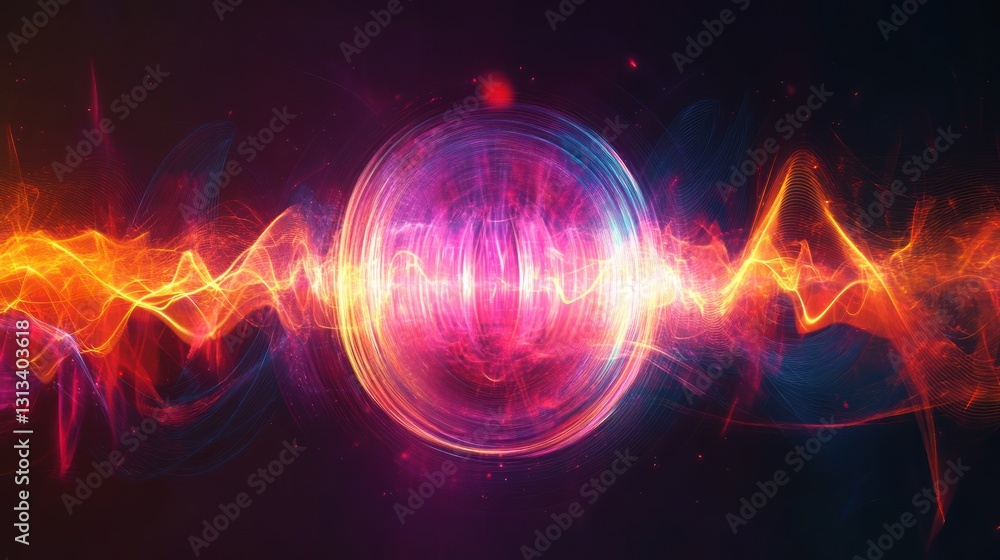 Obraz premium A glowing orb with dynamic energy lines and colors radiating outward