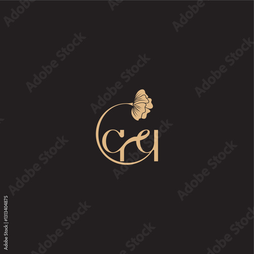 monogram wedding concept initial line logo QQ modern circle floral letter
