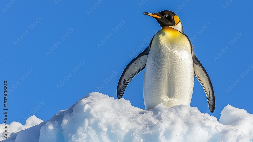 Obraz premium Majestic Emperor Penguin Standing Proudly on Snowy Ice Landscape