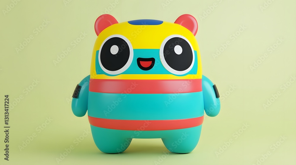 Fototapeta premium Cheerful Teal and Yellow Cartoon Animal 3D Render