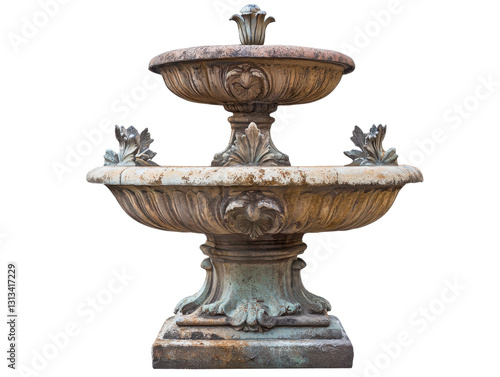  Antique fountain isolated on white background