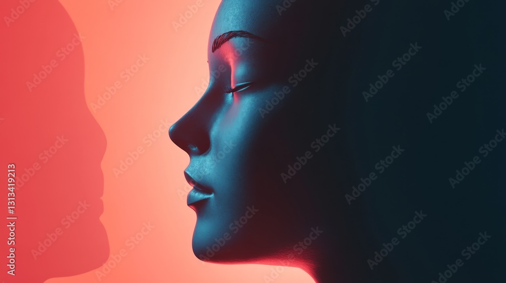 Artistic Profile of a Mannequin in Dual Color Background Artistic Profile of a Mannequin in Dual Color Background