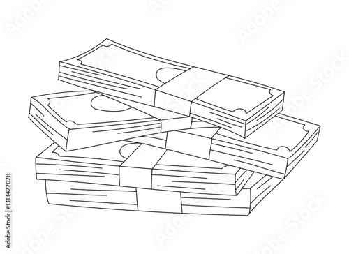 a bunch of Money Cash paper Lines Drawing