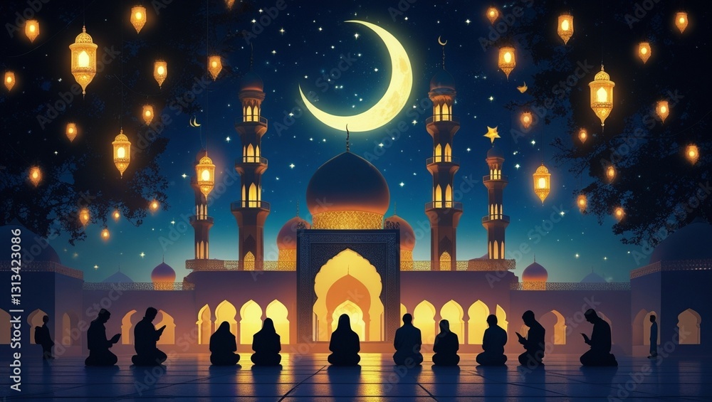 Naklejka premium mosque in the night