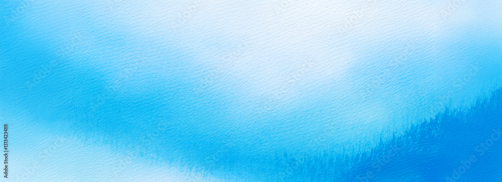 Φωτογραφία ざらざらした質感の白い紙に描いた青色の水彩絵の具　グラデーション背景
