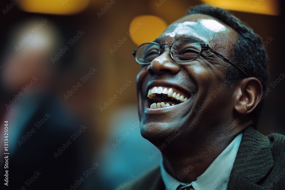 Vibrant Portrait of a Joyful Man Laughing in Radiance and Contentment Vibrant Portrait of a Joyful Man Laughing in Radiance and Contentment