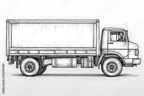 Vintage Truck Profile Drawing