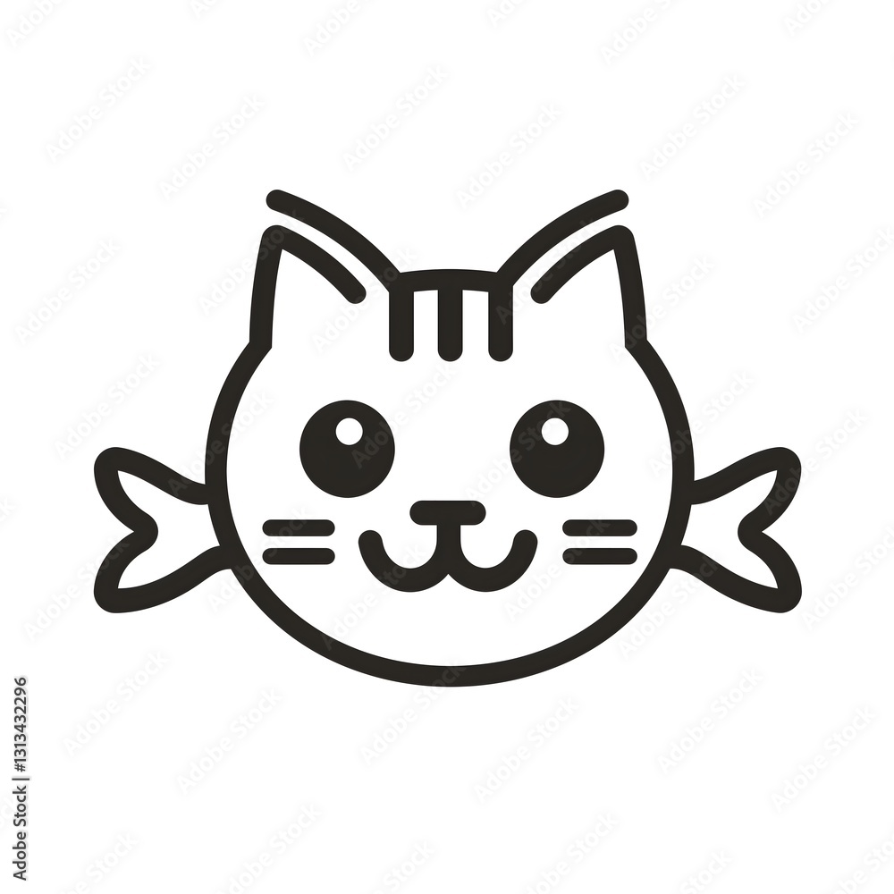 Adorable Cartoon Cat Logo Vector - Cute & Playful Feline Line Art Design Adorable Cartoon Cat Logo Vector - Cute & Playful Feline Line Art Design